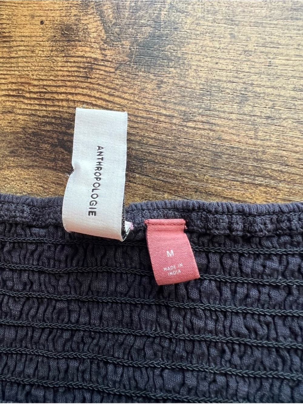 Pilcro Anthropologie Black Smocked Puff Sleeve Cotton Crop Top Square Neck M - Picture 4 of 13